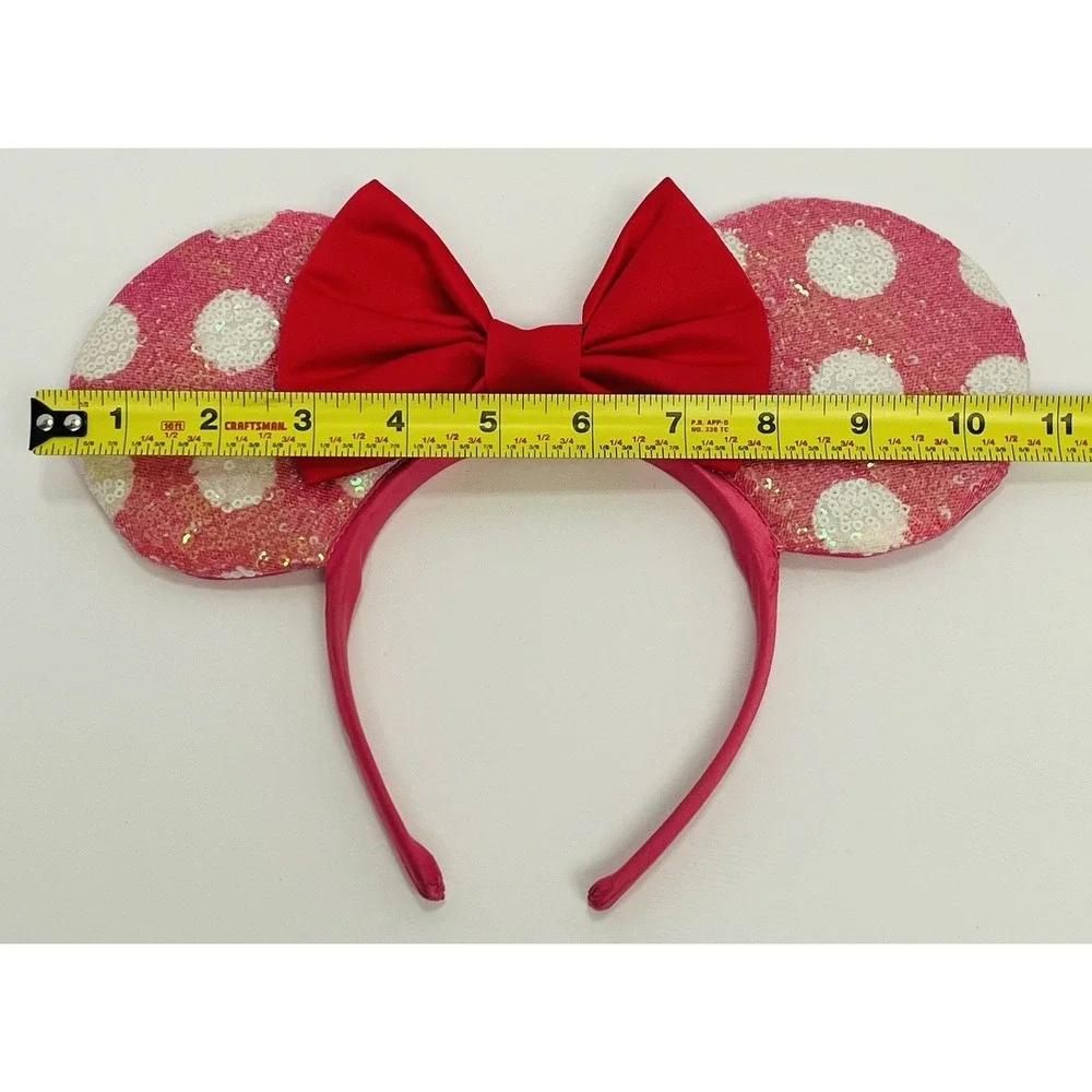 Disney‎ Junior Disguise Minnie Mouse Pink Sequin Polka Dot Headband Ears